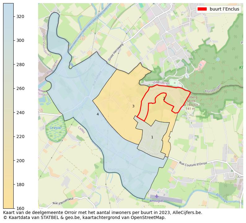 Aantal inwoners op de kaart van de buurt l’Enclus: Op deze pagina vind je veel informatie over inwoners (zoals de verdeling naar leeftijdsgroepen, gezinssamenstelling, geslacht, autochtoon of Belgisch met een immigratie achtergrond,...), woningen (aantallen, types, prijs ontwikkeling, gebruik, type eigendom,...) en méér (autobezit, energieverbruik,...)  op basis van open data van STATBEL en diverse andere bronnen!