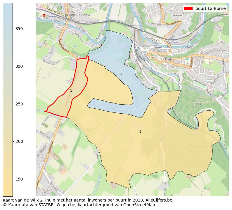 Aantal inwoners op de kaart van de buurt La Borne: Op deze pagina vind je veel informatie over inwoners (zoals de verdeling naar leeftijdsgroepen, gezinssamenstelling, geslacht, autochtoon of Belgisch met een immigratie achtergrond,...), woningen (aantallen, types, prijs ontwikkeling, gebruik, type eigendom,...) en méér (autobezit, energieverbruik,...)  op basis van open data van STATBEL en diverse andere bronnen!