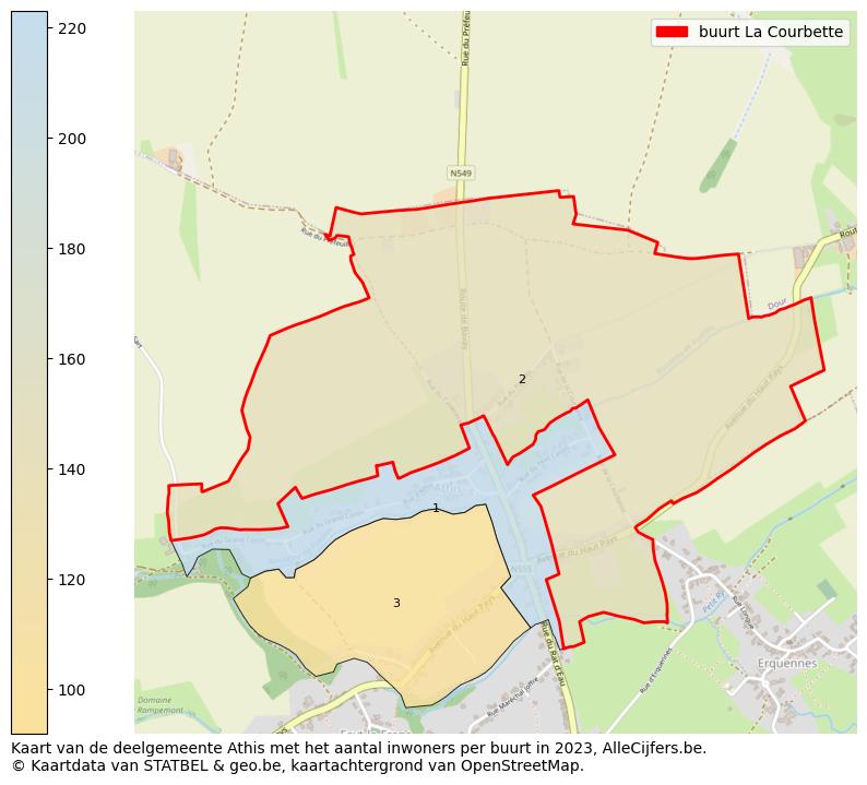 Aantal inwoners op de kaart van de buurt La Courbette: Op deze pagina vind je veel informatie over inwoners (zoals de verdeling naar leeftijdsgroepen, gezinssamenstelling, geslacht, autochtoon of Belgisch met een immigratie achtergrond,...), woningen (aantallen, types, prijs ontwikkeling, gebruik, type eigendom,...) en méér (autobezit, energieverbruik,...)  op basis van open data van STATBEL en diverse andere bronnen!
