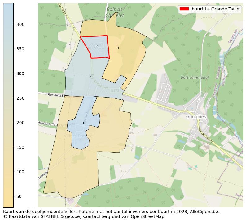 Aantal inwoners op de kaart van de buurt La Grande Taille: Op deze pagina vind je veel informatie over inwoners (zoals de verdeling naar leeftijdsgroepen, gezinssamenstelling, geslacht, autochtoon of Belgisch met een immigratie achtergrond,...), woningen (aantallen, types, prijs ontwikkeling, gebruik, type eigendom,...) en méér (autobezit, energieverbruik,...)  op basis van open data van STATBEL en diverse andere bronnen!
