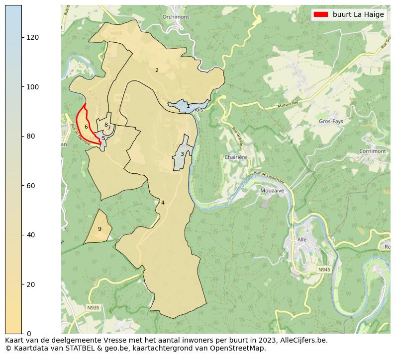 Aantal inwoners op de kaart van de buurt La Haige: Op deze pagina vind je veel informatie over inwoners (zoals de verdeling naar leeftijdsgroepen, gezinssamenstelling, geslacht, autochtoon of Belgisch met een immigratie achtergrond,...), woningen (aantallen, types, prijs ontwikkeling, gebruik, type eigendom,...) en méér (autobezit, energieverbruik,...)  op basis van open data van STATBEL en diverse andere bronnen!