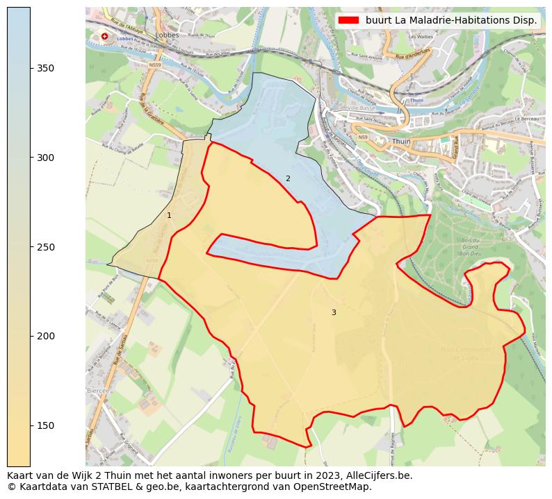 Aantal inwoners op de kaart van de buurt La Maladrie-Habitations Disp.: Op deze pagina vind je veel informatie over inwoners (zoals de verdeling naar leeftijdsgroepen, gezinssamenstelling, geslacht, autochtoon of Belgisch met een immigratie achtergrond,...), woningen (aantallen, types, prijs ontwikkeling, gebruik, type eigendom,...) en méér (autobezit, energieverbruik,...)  op basis van open data van STATBEL en diverse andere bronnen!