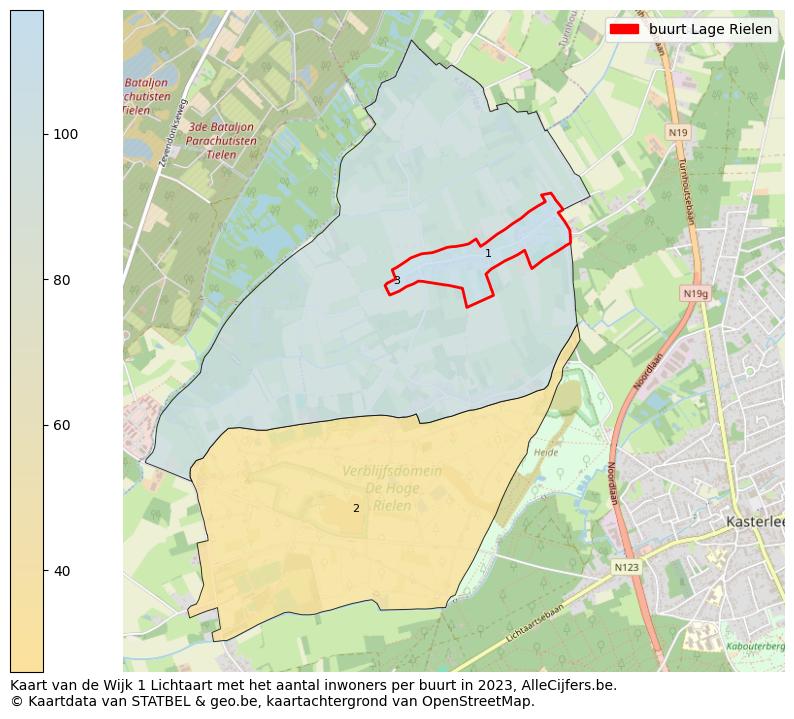 Aantal inwoners op de kaart van de buurt Lage Rielen: Op deze pagina vind je veel informatie over inwoners (zoals de verdeling naar leeftijdsgroepen, gezinssamenstelling, geslacht, autochtoon of Belgisch met een immigratie achtergrond,...), woningen (aantallen, types, prijs ontwikkeling, gebruik, type eigendom,...) en méér (autobezit, energieverbruik,...)  op basis van open data van STATBEL en diverse andere bronnen!