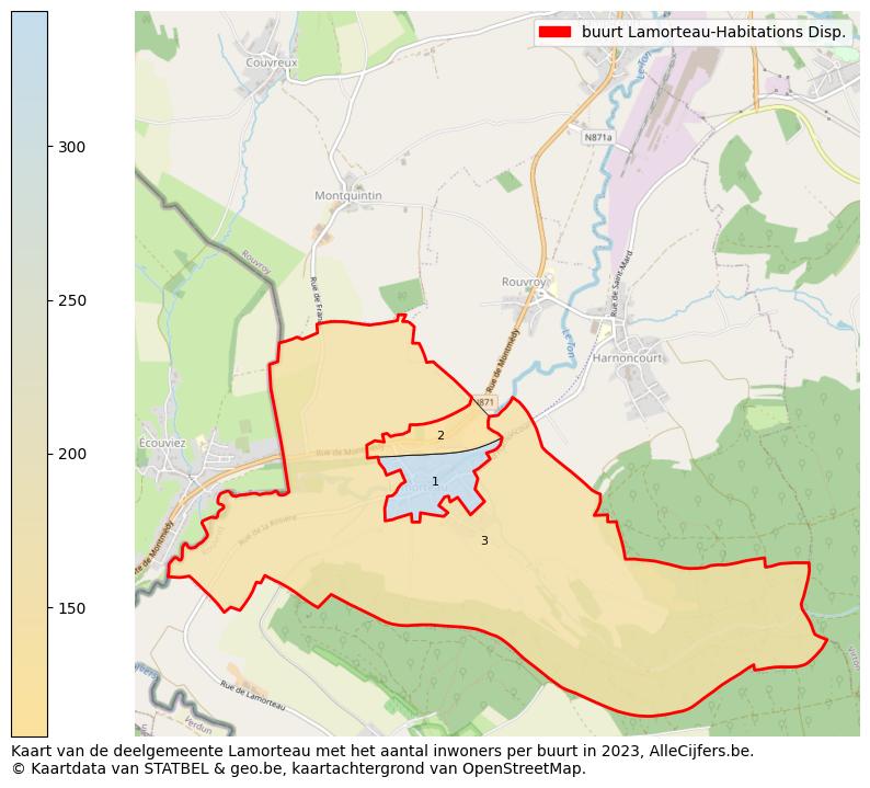 Aantal inwoners op de kaart van de buurt Lamorteau-Habitations Disp.: Op deze pagina vind je veel informatie over inwoners (zoals de verdeling naar leeftijdsgroepen, gezinssamenstelling, geslacht, autochtoon of Belgisch met een immigratie achtergrond,...), woningen (aantallen, types, prijs ontwikkeling, gebruik, type eigendom,...) en méér (autobezit, energieverbruik,...)  op basis van open data van STATBEL en diverse andere bronnen!