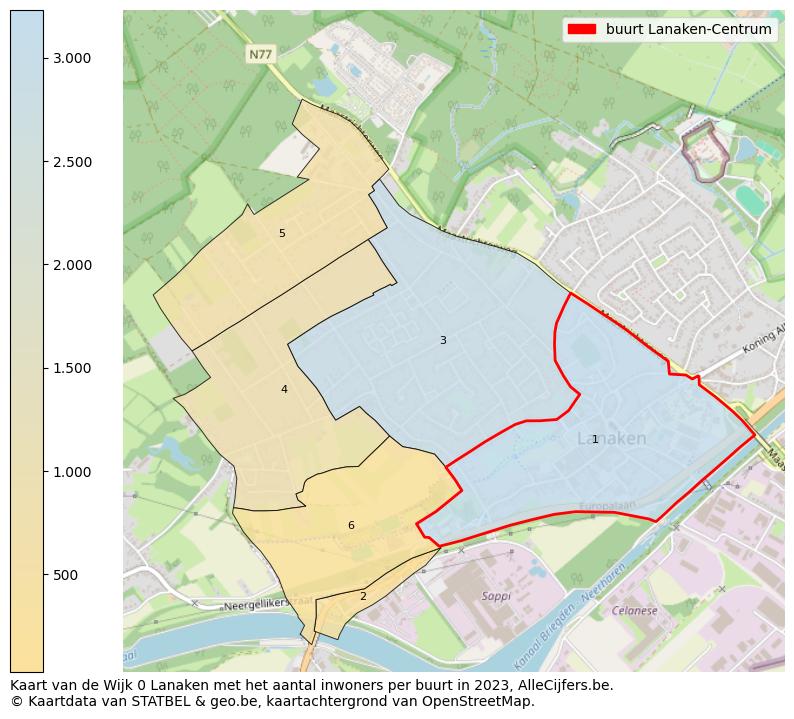 Aantal inwoners op de kaart van de buurt Lanaken-Centrum: Op deze pagina vind je veel informatie over inwoners (zoals de verdeling naar leeftijdsgroepen, gezinssamenstelling, geslacht, autochtoon of Belgisch met een immigratie achtergrond,...), woningen (aantallen, types, prijs ontwikkeling, gebruik, type eigendom,...) en méér (autobezit, energieverbruik,...)  op basis van open data van STATBEL en diverse andere bronnen!