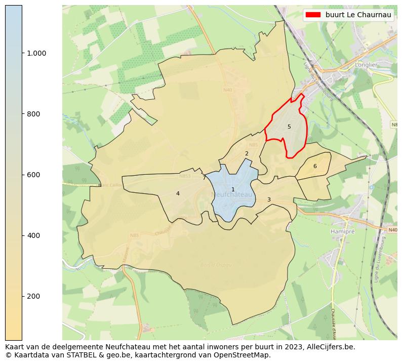Aantal inwoners op de kaart van de buurt Le Chaurnau: Op deze pagina vind je veel informatie over inwoners (zoals de verdeling naar leeftijdsgroepen, gezinssamenstelling, geslacht, autochtoon of Belgisch met een immigratie achtergrond,...), woningen (aantallen, types, prijs ontwikkeling, gebruik, type eigendom,...) en méér (autobezit, energieverbruik,...)  op basis van open data van STATBEL en diverse andere bronnen!