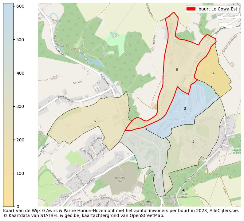 Aantal inwoners op de kaart van de buurt Le Cowa Est: Op deze pagina vind je veel informatie over inwoners (zoals de verdeling naar leeftijdsgroepen, gezinssamenstelling, geslacht, autochtoon of Belgisch met een immigratie achtergrond,...), woningen (aantallen, types, prijs ontwikkeling, gebruik, type eigendom,...) en méér (autobezit, energieverbruik,...)  op basis van open data van STATBEL en diverse andere bronnen!