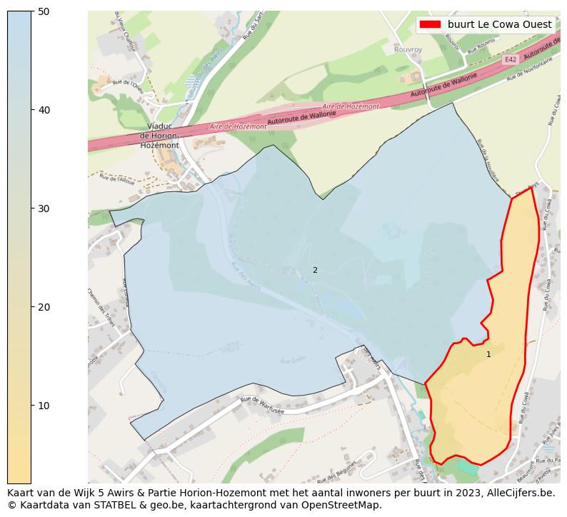 Aantal inwoners op de kaart van de buurt Le Cowa Ouest: Op deze pagina vind je veel informatie over inwoners (zoals de verdeling naar leeftijdsgroepen, gezinssamenstelling, geslacht, autochtoon of Belgisch met een immigratie achtergrond,...), woningen (aantallen, types, prijs ontwikkeling, gebruik, type eigendom,...) en méér (autobezit, energieverbruik,...)  op basis van open data van STATBEL en diverse andere bronnen!