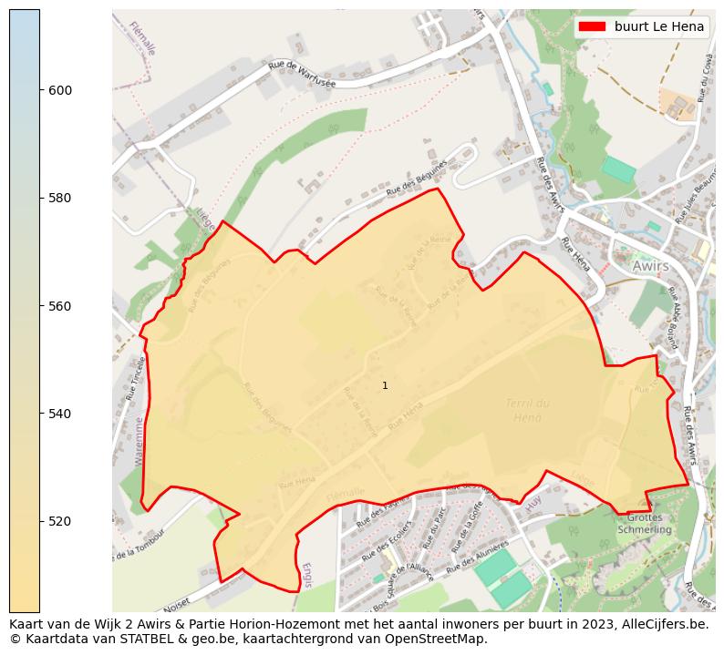 Aantal inwoners op de kaart van de buurt Le Hena: Op deze pagina vind je veel informatie over inwoners (zoals de verdeling naar leeftijdsgroepen, gezinssamenstelling, geslacht, autochtoon of Belgisch met een immigratie achtergrond,...), woningen (aantallen, types, prijs ontwikkeling, gebruik, type eigendom,...) en méér (autobezit, energieverbruik,...)  op basis van open data van STATBEL en diverse andere bronnen!
