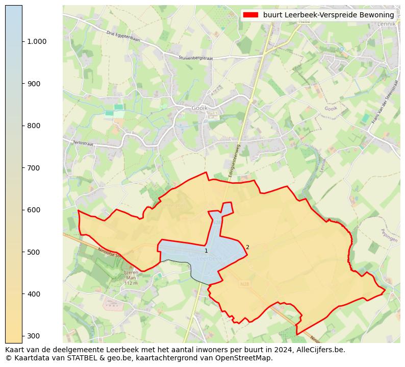 Aantal inwoners op de kaart van de buurt Leerbeek-Verspreide Bewoning: Op deze pagina vind je veel informatie over inwoners (zoals de verdeling naar leeftijdsgroepen, gezinssamenstelling, geslacht, autochtoon of Belgisch met een immigratie achtergrond,...), woningen (aantallen, types, prijs ontwikkeling, gebruik, type eigendom,...) en méér (autobezit, energieverbruik,...)  op basis van open data van STATBEL en diverse andere bronnen!