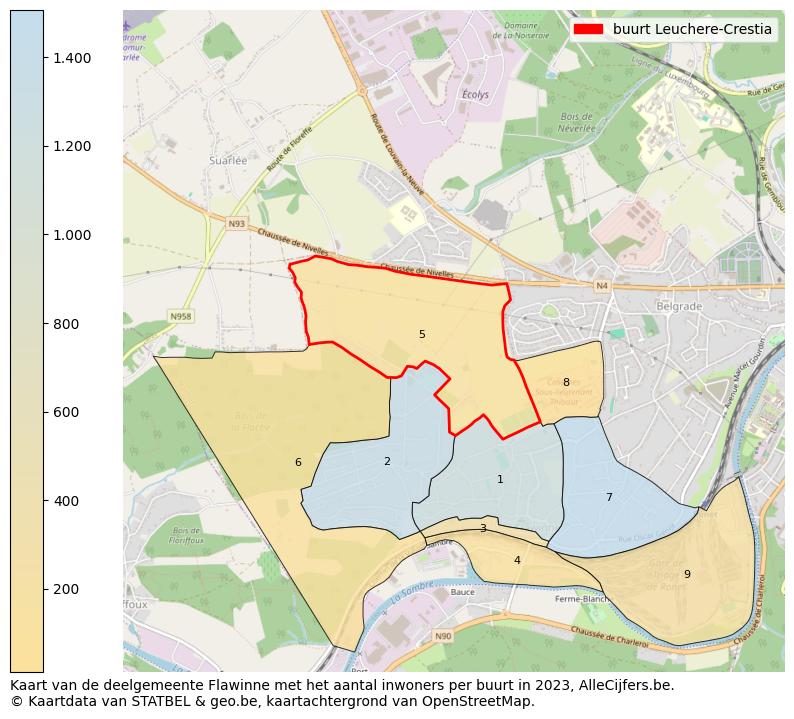 Aantal inwoners op de kaart van de buurt Leuchere-Crestia: Op deze pagina vind je veel informatie over inwoners (zoals de verdeling naar leeftijdsgroepen, gezinssamenstelling, geslacht, autochtoon of Belgisch met een immigratie achtergrond,...), woningen (aantallen, types, prijs ontwikkeling, gebruik, type eigendom,...) en méér (autobezit, energieverbruik,...)  op basis van open data van STATBEL en diverse andere bronnen!