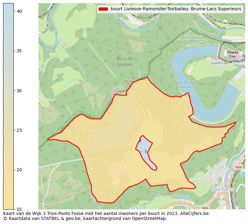 Aantal inwoners op de kaart van de buurt Liviesse-Ramonster-Toirbaileu- Brume-Lacs Superieurs: Op deze pagina vind je veel informatie over inwoners (zoals de verdeling naar leeftijdsgroepen, gezinssamenstelling, geslacht, autochtoon of Belgisch met een immigratie achtergrond,...), woningen (aantallen, types, prijs ontwikkeling, gebruik, type eigendom,...) en méér (autobezit, energieverbruik,...)  op basis van open data van STATBEL en diverse andere bronnen!