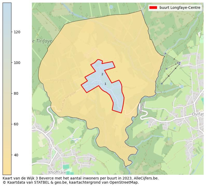 Aantal inwoners op de kaart van de buurt Longfaye-Centre: Op deze pagina vind je veel informatie over inwoners (zoals de verdeling naar leeftijdsgroepen, gezinssamenstelling, geslacht, autochtoon of Belgisch met een immigratie achtergrond,...), woningen (aantallen, types, prijs ontwikkeling, gebruik, type eigendom,...) en méér (autobezit, energieverbruik,...)  op basis van open data van STATBEL en diverse andere bronnen!