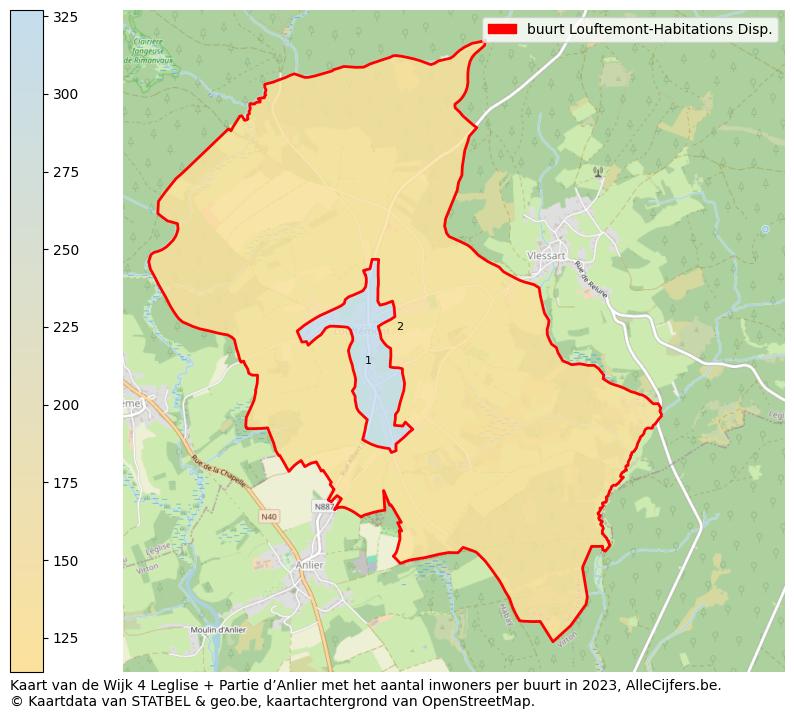 Aantal inwoners op de kaart van de buurt Louftemont-Habitations Disp.: Op deze pagina vind je veel informatie over inwoners (zoals de verdeling naar leeftijdsgroepen, gezinssamenstelling, geslacht, autochtoon of Belgisch met een immigratie achtergrond,...), woningen (aantallen, types, prijs ontwikkeling, gebruik, type eigendom,...) en méér (autobezit, energieverbruik,...)  op basis van open data van STATBEL en diverse andere bronnen!