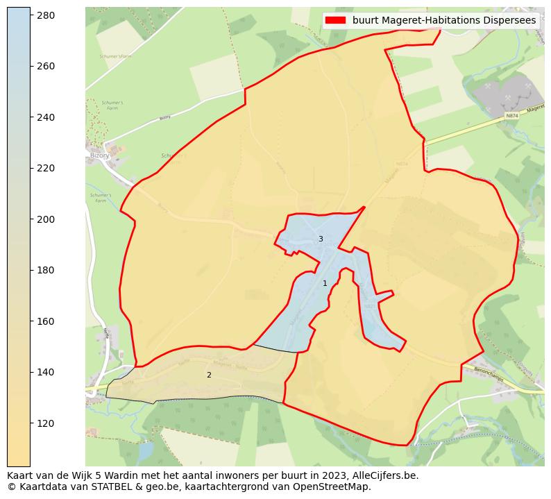 Aantal inwoners op de kaart van de buurt Mageret-Habitations Dispersees: Op deze pagina vind je veel informatie over inwoners (zoals de verdeling naar leeftijdsgroepen, gezinssamenstelling, geslacht, autochtoon of Belgisch met een immigratie achtergrond,...), woningen (aantallen, types, prijs ontwikkeling, gebruik, type eigendom,...) en méér (autobezit, energieverbruik,...)  op basis van open data van STATBEL en diverse andere bronnen!