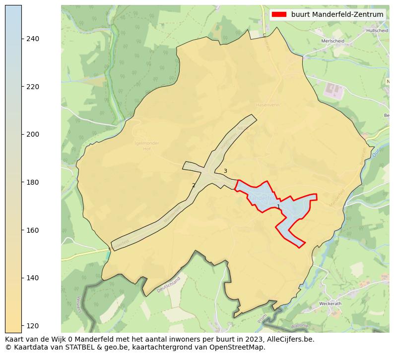 Aantal inwoners op de kaart van de buurt Manderfeld-Zentrum: Op deze pagina vind je veel informatie over inwoners (zoals de verdeling naar leeftijdsgroepen, gezinssamenstelling, geslacht, autochtoon of Belgisch met een immigratie achtergrond,...), woningen (aantallen, types, prijs ontwikkeling, gebruik, type eigendom,...) en méér (autobezit, energieverbruik,...)  op basis van open data van STATBEL en diverse andere bronnen!
