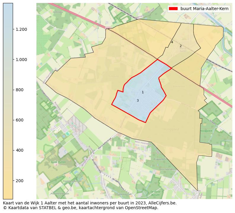 Aantal inwoners op de kaart van de buurt Maria-Aalter-Kern: Op deze pagina vind je veel informatie over inwoners (zoals de verdeling naar leeftijdsgroepen, gezinssamenstelling, geslacht, autochtoon of Belgisch met een immigratie achtergrond,...), woningen (aantallen, types, prijs ontwikkeling, gebruik, type eigendom,...) en méér (autobezit, energieverbruik,...)  op basis van open data van STATBEL en diverse andere bronnen!