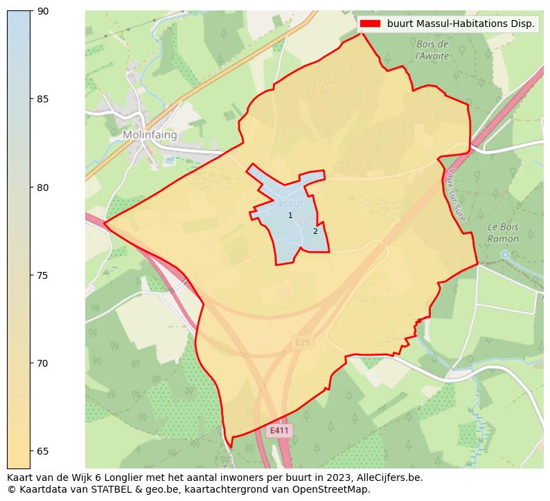 Aantal inwoners op de kaart van de buurt Massul-Habitations Disp.: Op deze pagina vind je veel informatie over inwoners (zoals de verdeling naar leeftijdsgroepen, gezinssamenstelling, geslacht, autochtoon of Belgisch met een immigratie achtergrond,...), woningen (aantallen, types, prijs ontwikkeling, gebruik, type eigendom,...) en méér (autobezit, energieverbruik,...)  op basis van open data van STATBEL en diverse andere bronnen!