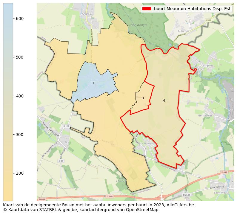 Aantal inwoners op de kaart van de buurt Meaurain-Habitations Disp. Est: Op deze pagina vind je veel informatie over inwoners (zoals de verdeling naar leeftijdsgroepen, gezinssamenstelling, geslacht, autochtoon of Belgisch met een immigratie achtergrond,...), woningen (aantallen, types, prijs ontwikkeling, gebruik, type eigendom,...) en méér (autobezit, energieverbruik,...)  op basis van open data van STATBEL en diverse andere bronnen!