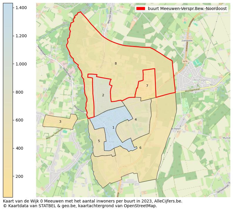 Aantal inwoners op de kaart van de buurt Meeuwen-Verspr.Bew.-Noordoost: Op deze pagina vind je veel informatie over inwoners (zoals de verdeling naar leeftijdsgroepen, gezinssamenstelling, geslacht, autochtoon of Belgisch met een immigratie achtergrond,...), woningen (aantallen, types, prijs ontwikkeling, gebruik, type eigendom,...) en méér (autobezit, energieverbruik,...)  op basis van open data van STATBEL en diverse andere bronnen!