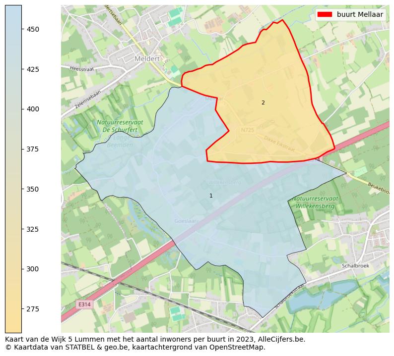 Aantal inwoners op de kaart van de buurt Mellaar: Op deze pagina vind je veel informatie over inwoners (zoals de verdeling naar leeftijdsgroepen, gezinssamenstelling, geslacht, autochtoon of Belgisch met een immigratie achtergrond,...), woningen (aantallen, types, prijs ontwikkeling, gebruik, type eigendom,...) en méér (autobezit, energieverbruik,...)  op basis van open data van STATBEL en diverse andere bronnen!