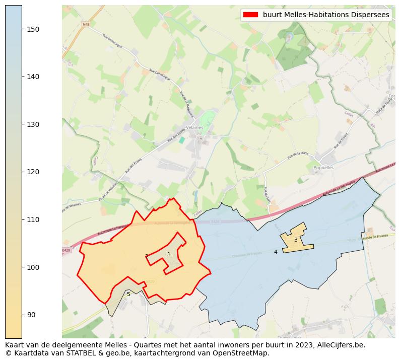 Aantal inwoners op de kaart van de buurt Melles-Habitations Dispersees: Op deze pagina vind je veel informatie over inwoners (zoals de verdeling naar leeftijdsgroepen, gezinssamenstelling, geslacht, autochtoon of Belgisch met een immigratie achtergrond,...), woningen (aantallen, types, prijs ontwikkeling, gebruik, type eigendom,...) en méér (autobezit, energieverbruik,...)  op basis van open data van STATBEL en diverse andere bronnen!