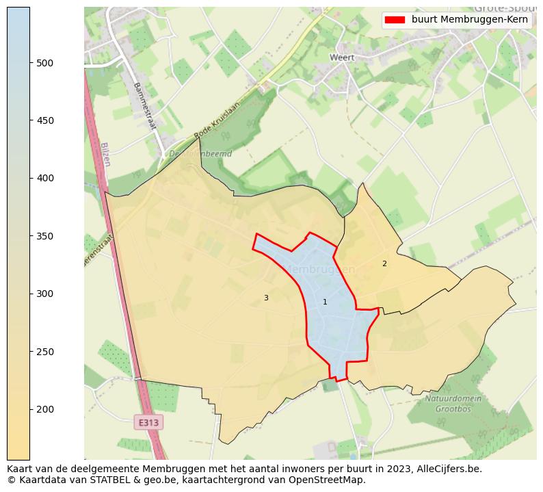 Aantal inwoners op de kaart van de buurt Membruggen-Kern: Op deze pagina vind je veel informatie over inwoners (zoals de verdeling naar leeftijdsgroepen, gezinssamenstelling, geslacht, autochtoon of Belgisch met een immigratie achtergrond,...), woningen (aantallen, types, prijs ontwikkeling, gebruik, type eigendom,...) en méér (autobezit, energieverbruik,...)  op basis van open data van STATBEL en diverse andere bronnen!