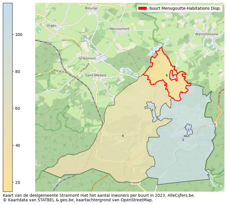 Aantal inwoners op de kaart van de buurt Menugoutte-Habitations Disp.: Op deze pagina vind je veel informatie over inwoners (zoals de verdeling naar leeftijdsgroepen, gezinssamenstelling, geslacht, autochtoon of Belgisch met een immigratie achtergrond,...), woningen (aantallen, types, prijs ontwikkeling, gebruik, type eigendom,...) en méér (autobezit, energieverbruik,...)  op basis van open data van STATBEL en diverse andere bronnen!