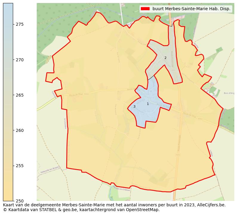 Aantal inwoners op de kaart van de buurt Merbes-Sainte-Marie Hab. Disp.: Op deze pagina vind je veel informatie over inwoners (zoals de verdeling naar leeftijdsgroepen, gezinssamenstelling, geslacht, autochtoon of Belgisch met een immigratie achtergrond,...), woningen (aantallen, types, prijs ontwikkeling, gebruik, type eigendom,...) en méér (autobezit, energieverbruik,...)  op basis van open data van STATBEL en diverse andere bronnen!