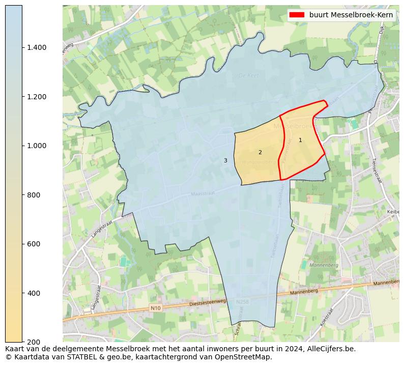 Aantal inwoners op de kaart van de buurt Messelbroek-Kern: Op deze pagina vind je veel informatie over inwoners (zoals de verdeling naar leeftijdsgroepen, gezinssamenstelling, geslacht, autochtoon of Belgisch met een immigratie achtergrond,...), woningen (aantallen, types, prijs ontwikkeling, gebruik, type eigendom,...) en méér (autobezit, energieverbruik,...)  op basis van open data van STATBEL en diverse andere bronnen!