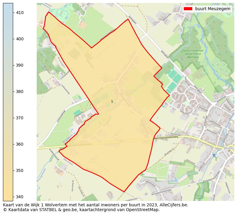 Aantal inwoners op de kaart van de buurt Meuzegem: Op deze pagina vind je veel informatie over inwoners (zoals de verdeling naar leeftijdsgroepen, gezinssamenstelling, geslacht, autochtoon of Belgisch met een immigratie achtergrond,...), woningen (aantallen, types, prijs ontwikkeling, gebruik, type eigendom,...) en méér (autobezit, energieverbruik,...)  op basis van open data van STATBEL en diverse andere bronnen!