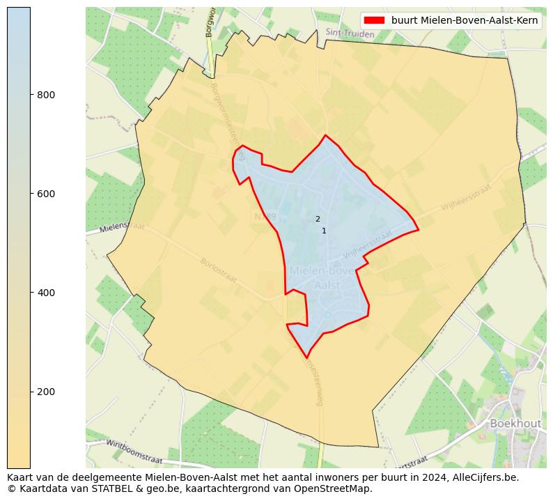 Aantal inwoners op de kaart van de buurt Mielen-Boven-Aalst-Kern: Op deze pagina vind je veel informatie over inwoners (zoals de verdeling naar leeftijdsgroepen, gezinssamenstelling, geslacht, autochtoon of Belgisch met een immigratie achtergrond,...), woningen (aantallen, types, prijs ontwikkeling, gebruik, type eigendom,...) en méér (autobezit, energieverbruik,...)  op basis van open data van STATBEL en diverse andere bronnen!