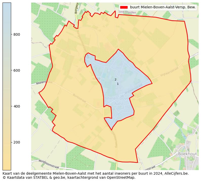 Aantal inwoners op de kaart van de buurt Mielen-Boven-Aalst-Versp. Bew.: Op deze pagina vind je veel informatie over inwoners (zoals de verdeling naar leeftijdsgroepen, gezinssamenstelling, geslacht, autochtoon of Belgisch met een immigratie achtergrond,...), woningen (aantallen, types, prijs ontwikkeling, gebruik, type eigendom,...) en méér (autobezit, energieverbruik,...)  op basis van open data van STATBEL en diverse andere bronnen!