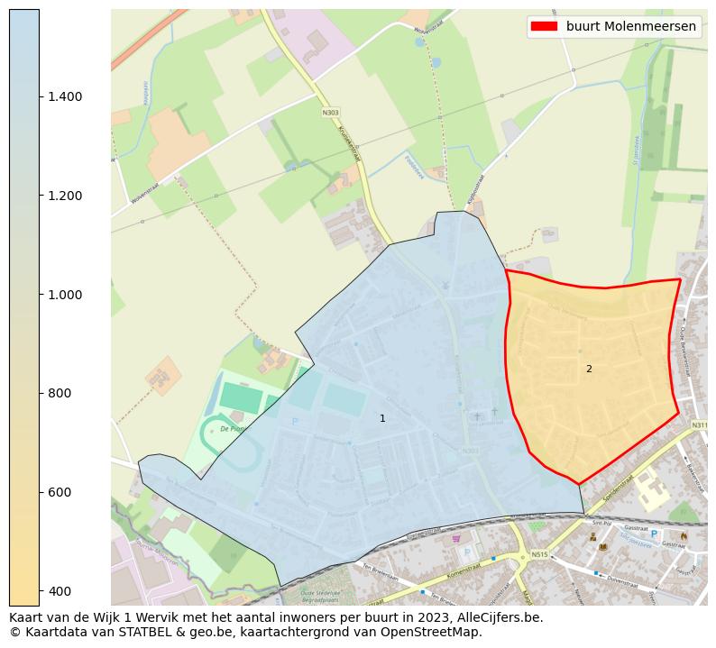 Aantal inwoners op de kaart van de buurt Molenmeersen: Op deze pagina vind je veel informatie over inwoners (zoals de verdeling naar leeftijdsgroepen, gezinssamenstelling, geslacht, autochtoon of Belgisch met een immigratie achtergrond,...), woningen (aantallen, types, prijs ontwikkeling, gebruik, type eigendom,...) en méér (autobezit, energieverbruik,...)  op basis van open data van STATBEL en diverse andere bronnen!