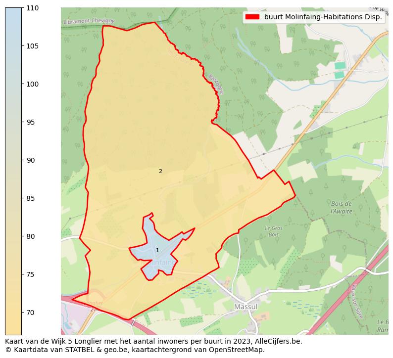 Aantal inwoners op de kaart van de buurt Molinfaing-Habitations Disp.: Op deze pagina vind je veel informatie over inwoners (zoals de verdeling naar leeftijdsgroepen, gezinssamenstelling, geslacht, autochtoon of Belgisch met een immigratie achtergrond,...), woningen (aantallen, types, prijs ontwikkeling, gebruik, type eigendom,...) en méér (autobezit, energieverbruik,...)  op basis van open data van STATBEL en diverse andere bronnen!