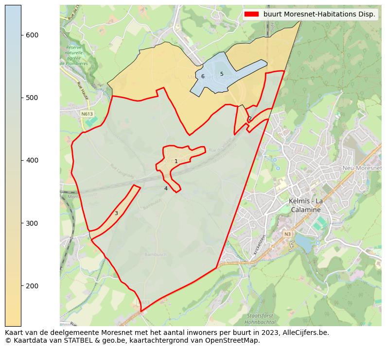 Aantal inwoners op de kaart van de buurt Moresnet-Habitations Disp.: Op deze pagina vind je veel informatie over inwoners (zoals de verdeling naar leeftijdsgroepen, gezinssamenstelling, geslacht, autochtoon of Belgisch met een immigratie achtergrond,...), woningen (aantallen, types, prijs ontwikkeling, gebruik, type eigendom,...) en méér (autobezit, energieverbruik,...)  op basis van open data van STATBEL en diverse andere bronnen!