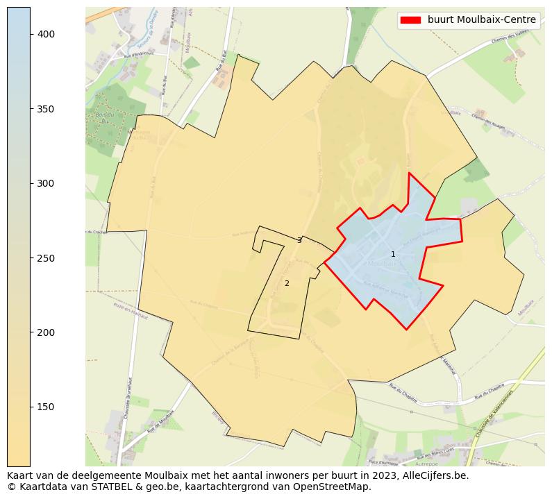 Aantal inwoners op de kaart van de buurt Moulbaix-Centre: Op deze pagina vind je veel informatie over inwoners (zoals de verdeling naar leeftijdsgroepen, gezinssamenstelling, geslacht, autochtoon of Belgisch met een immigratie achtergrond,...), woningen (aantallen, types, prijs ontwikkeling, gebruik, type eigendom,...) en méér (autobezit, energieverbruik,...)  op basis van open data van STATBEL en diverse andere bronnen!