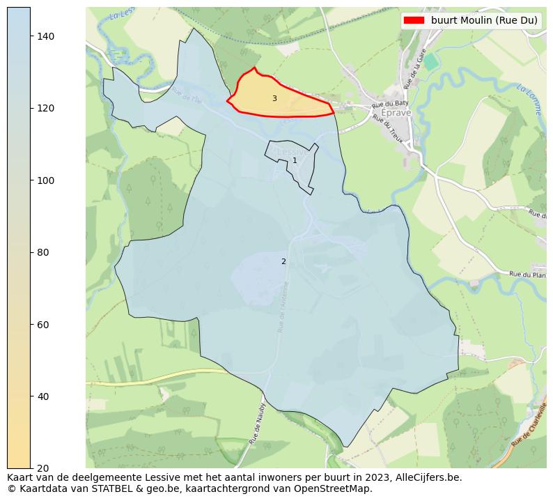 Aantal inwoners op de kaart van de buurt Moulin (Rue Du): Op deze pagina vind je veel informatie over inwoners (zoals de verdeling naar leeftijdsgroepen, gezinssamenstelling, geslacht, autochtoon of Belgisch met een immigratie achtergrond,...), woningen (aantallen, types, prijs ontwikkeling, gebruik, type eigendom,...) en méér (autobezit, energieverbruik,...)  op basis van open data van STATBEL en diverse andere bronnen!