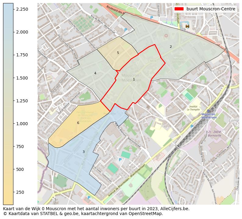Aantal inwoners op de kaart van de buurt Mouscron-Centre: Op deze pagina vind je veel informatie over inwoners (zoals de verdeling naar leeftijdsgroepen, gezinssamenstelling, geslacht, autochtoon of Belgisch met een immigratie achtergrond,...), woningen (aantallen, types, prijs ontwikkeling, gebruik, type eigendom,...) en méér (autobezit, energieverbruik,...)  op basis van open data van STATBEL en diverse andere bronnen!