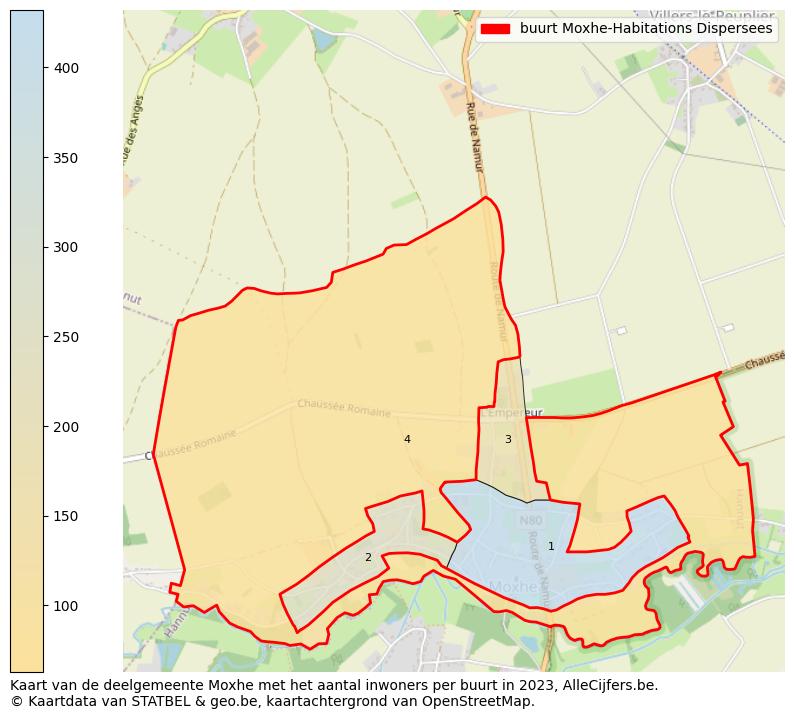 Aantal inwoners op de kaart van de buurt Moxhe-Habitations Dispersees: Op deze pagina vind je veel informatie over inwoners (zoals de verdeling naar leeftijdsgroepen, gezinssamenstelling, geslacht, autochtoon of Belgisch met een immigratie achtergrond,...), woningen (aantallen, types, prijs ontwikkeling, gebruik, type eigendom,...) en méér (autobezit, energieverbruik,...)  op basis van open data van STATBEL en diverse andere bronnen!