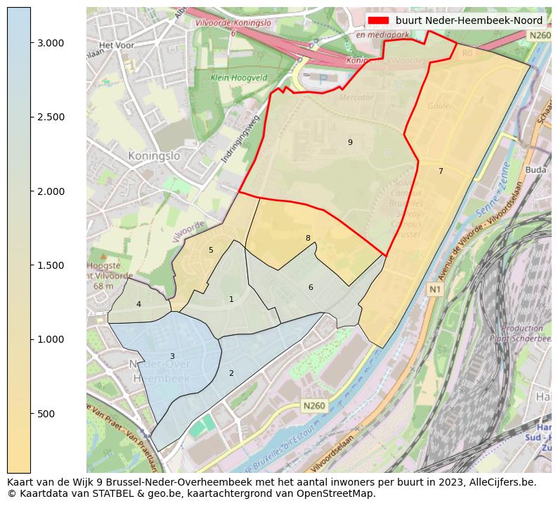 Aantal inwoners op de kaart van de buurt Neder-Heembeek-Noord: Op deze pagina vind je veel informatie over inwoners (zoals de verdeling naar leeftijdsgroepen, gezinssamenstelling, geslacht, autochtoon of Belgisch met een immigratie achtergrond,...), woningen (aantallen, types, prijs ontwikkeling, gebruik, type eigendom,...) en méér (autobezit, energieverbruik,...)  op basis van open data van STATBEL en diverse andere bronnen!