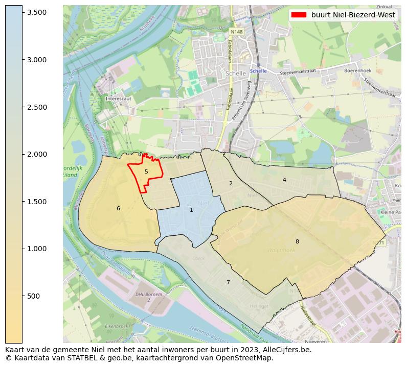 Aantal inwoners op de kaart van de buurt Niel-Biezerd-West: Op deze pagina vind je veel informatie over inwoners (zoals de verdeling naar leeftijdsgroepen, gezinssamenstelling, geslacht, autochtoon of Belgisch met een immigratie achtergrond,...), woningen (aantallen, types, prijs ontwikkeling, gebruik, type eigendom,...) en méér (autobezit, energieverbruik,...)  op basis van open data van STATBEL en diverse andere bronnen!