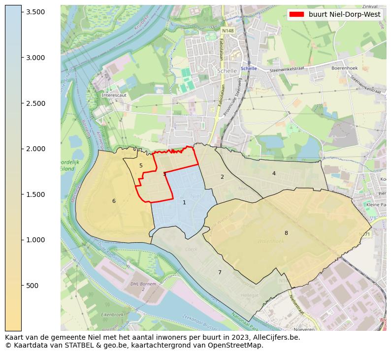 Aantal inwoners op de kaart van de buurt Niel-Dorp-West: Op deze pagina vind je veel informatie over inwoners (zoals de verdeling naar leeftijdsgroepen, gezinssamenstelling, geslacht, autochtoon of Belgisch met een immigratie achtergrond,...), woningen (aantallen, types, prijs ontwikkeling, gebruik, type eigendom,...) en méér (autobezit, energieverbruik,...)  op basis van open data van STATBEL en diverse andere bronnen!