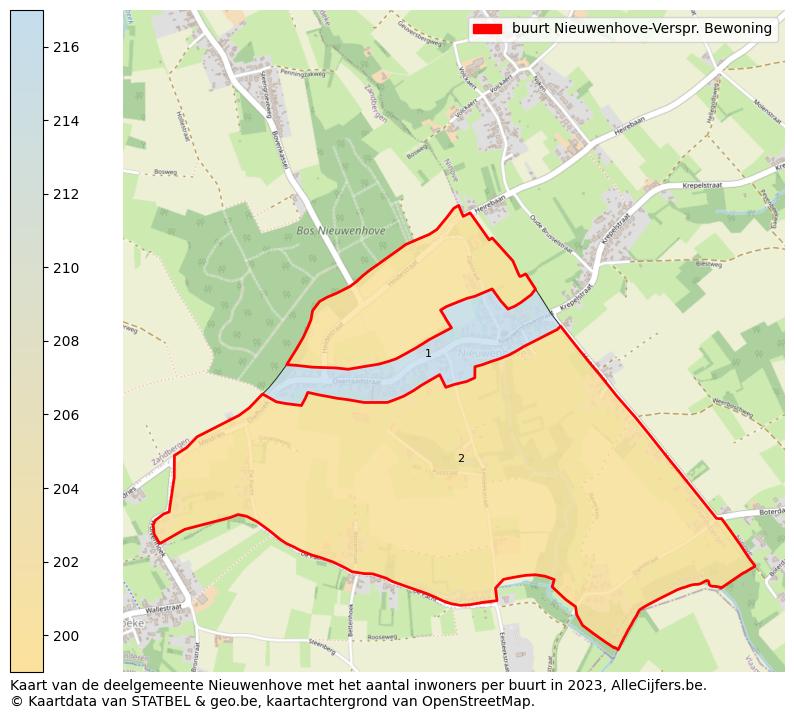 Aantal inwoners op de kaart van de buurt Nieuwenhove-Verspr. Bewoning: Op deze pagina vind je veel informatie over inwoners (zoals de verdeling naar leeftijdsgroepen, gezinssamenstelling, geslacht, autochtoon of Belgisch met een immigratie achtergrond,...), woningen (aantallen, types, prijs ontwikkeling, gebruik, type eigendom,...) en méér (autobezit, energieverbruik,...)  op basis van open data van STATBEL en diverse andere bronnen!