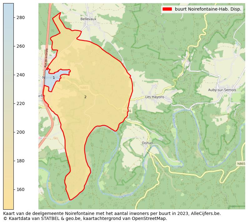 Aantal inwoners op de kaart van de buurt Noirefontaine-Hab. Disp.: Op deze pagina vind je veel informatie over inwoners (zoals de verdeling naar leeftijdsgroepen, gezinssamenstelling, geslacht, autochtoon of Belgisch met een immigratie achtergrond,...), woningen (aantallen, types, prijs ontwikkeling, gebruik, type eigendom,...) en méér (autobezit, energieverbruik,...)  op basis van open data van STATBEL en diverse andere bronnen!