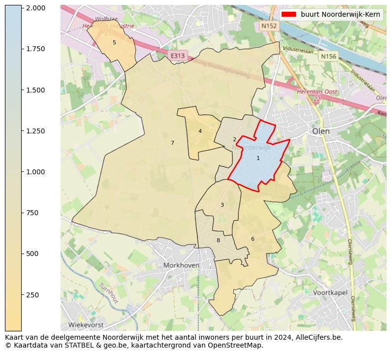 Aantal inwoners op de kaart van de buurt Noorderwijk-Kern: Op deze pagina vind je veel informatie over inwoners (zoals de verdeling naar leeftijdsgroepen, gezinssamenstelling, geslacht, autochtoon of Belgisch met een immigratie achtergrond,...), woningen (aantallen, types, prijs ontwikkeling, gebruik, type eigendom,...) en méér (autobezit, energieverbruik,...)  op basis van open data van STATBEL en diverse andere bronnen!