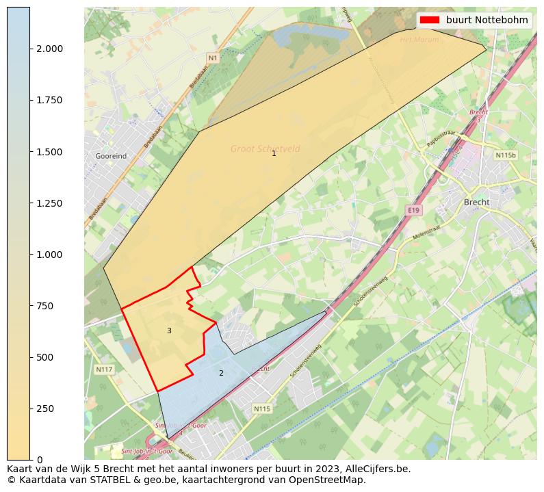 Aantal inwoners op de kaart van de buurt Nottebohm: Op deze pagina vind je veel informatie over inwoners (zoals de verdeling naar leeftijdsgroepen, gezinssamenstelling, geslacht, autochtoon of Belgisch met een immigratie achtergrond,...), woningen (aantallen, types, prijs ontwikkeling, gebruik, type eigendom,...) en méér (autobezit, energieverbruik,...)  op basis van open data van STATBEL en diverse andere bronnen!