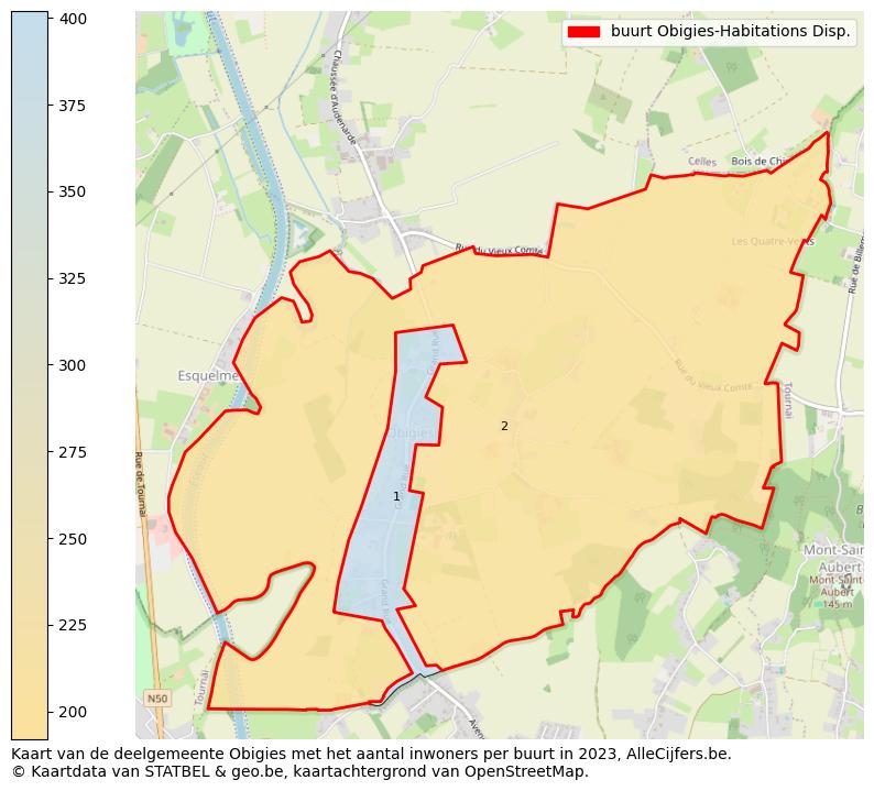 Aantal inwoners op de kaart van de buurt Obigies-Habitations Disp.: Op deze pagina vind je veel informatie over inwoners (zoals de verdeling naar leeftijdsgroepen, gezinssamenstelling, geslacht, autochtoon of Belgisch met een immigratie achtergrond,...), woningen (aantallen, types, prijs ontwikkeling, gebruik, type eigendom,...) en méér (autobezit, energieverbruik,...)  op basis van open data van STATBEL en diverse andere bronnen!