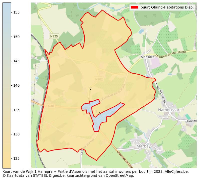 Aantal inwoners op de kaart van de buurt Ofaing-Habitations Disp.: Op deze pagina vind je veel informatie over inwoners (zoals de verdeling naar leeftijdsgroepen, gezinssamenstelling, geslacht, autochtoon of Belgisch met een immigratie achtergrond,...), woningen (aantallen, types, prijs ontwikkeling, gebruik, type eigendom,...) en méér (autobezit, energieverbruik,...)  op basis van open data van STATBEL en diverse andere bronnen!