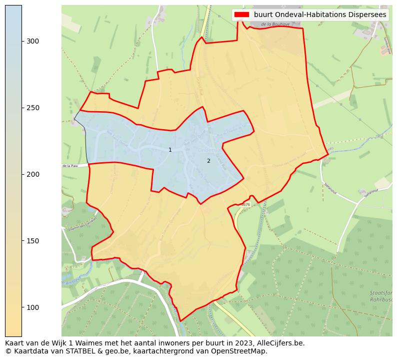 Aantal inwoners op de kaart van de buurt Ondeval-Habitations Dispersees: Op deze pagina vind je veel informatie over inwoners (zoals de verdeling naar leeftijdsgroepen, gezinssamenstelling, geslacht, autochtoon of Belgisch met een immigratie achtergrond,...), woningen (aantallen, types, prijs ontwikkeling, gebruik, type eigendom,...) en méér (autobezit, energieverbruik,...)  op basis van open data van STATBEL en diverse andere bronnen!